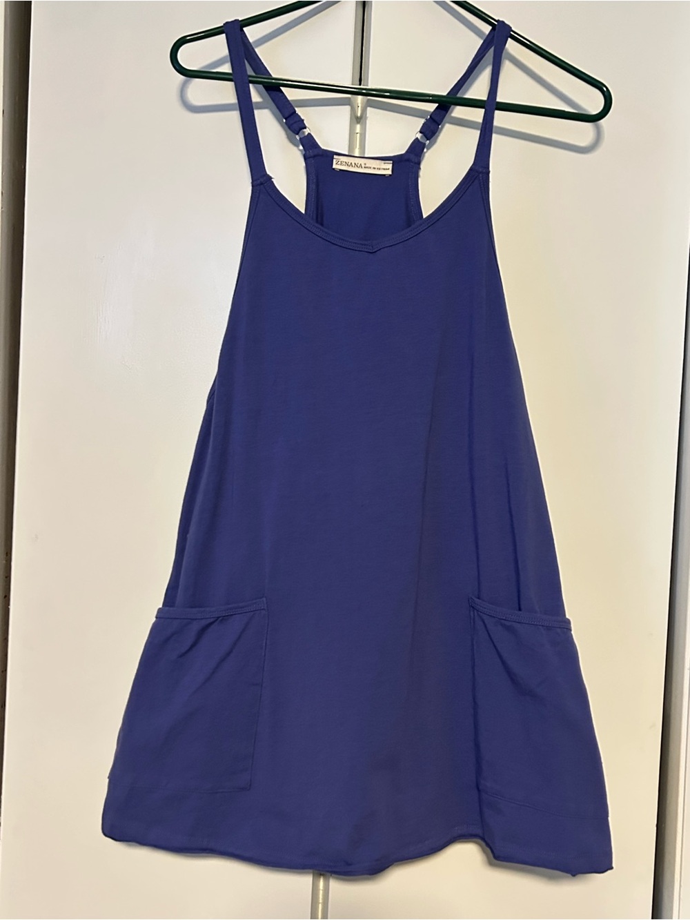 Zenana Periwinkle Blue Front Pocket Mini Dress w Built In Bodysuit